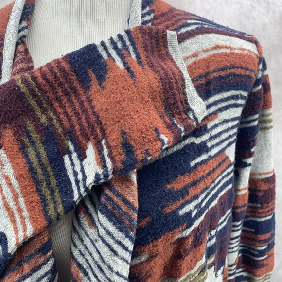 Lucky Brand Women's L Cardigan Aztec Southwestern Open Front Sweater Draped - Picture 5 of 9